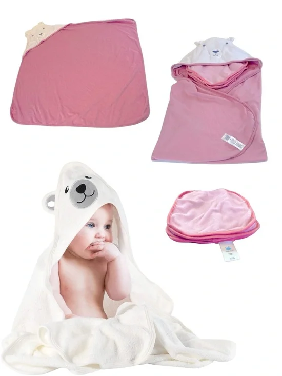 Carters Just One You Baby Bear Hooded Towel with 5 cloud island rags one size