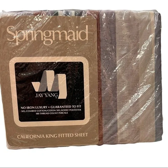 Vintage Springmaid Jay Yang Striped Mirages California King Fitted Sheet