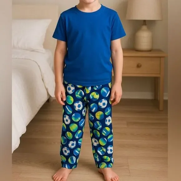 Carter’s Boys Pajama Pants Size 8 Sports Ball Print Blue Green Lounge Sleep