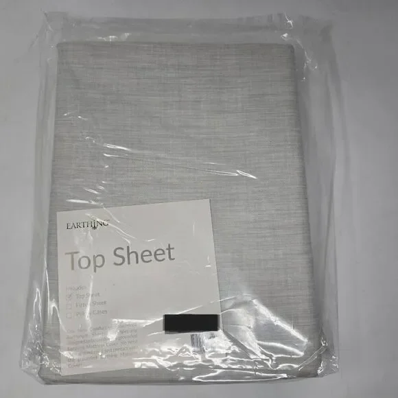 EARTHING GROUNDING BEIGE FLAT BED SHEET 98% COTTON 2% AGFLEX SILVER CAL KING