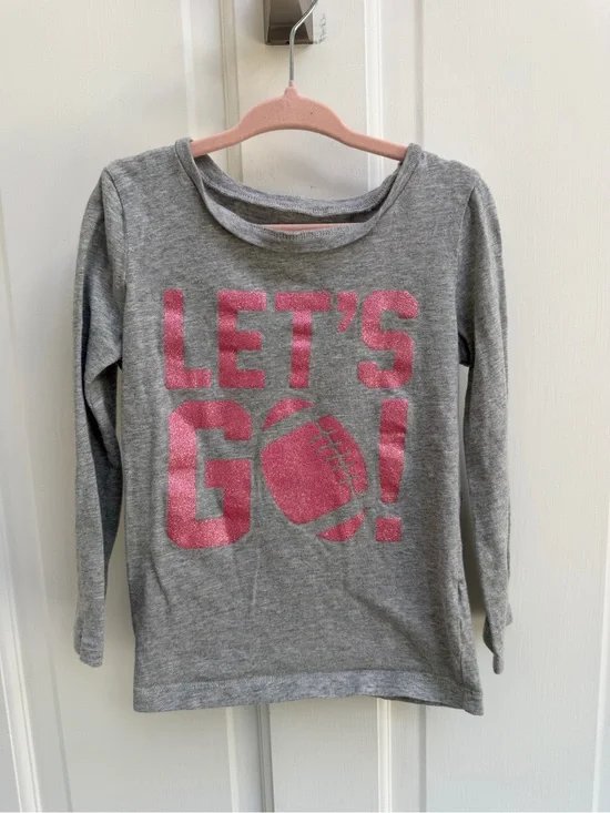 Carter's Girls 4 Gray Long-Sleeve Tee Shirt with Pink 