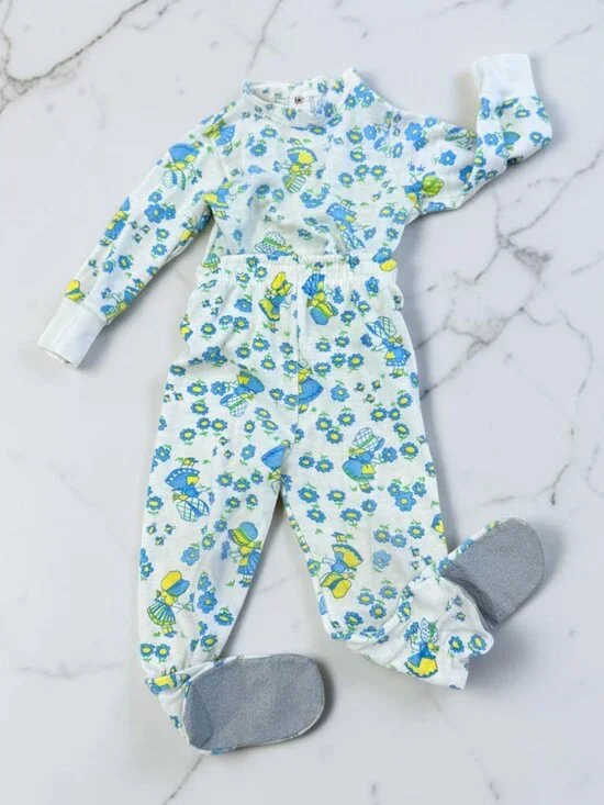 Vintage Carter's Girls Size 2 Years Matching Footed Snap Button Pajamas Floral
