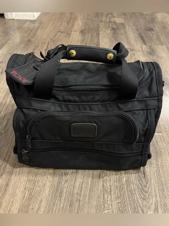 Tumi USA Black Ballistic Nylon 14” Compact Carry-On Travel Duffel Bag Tote