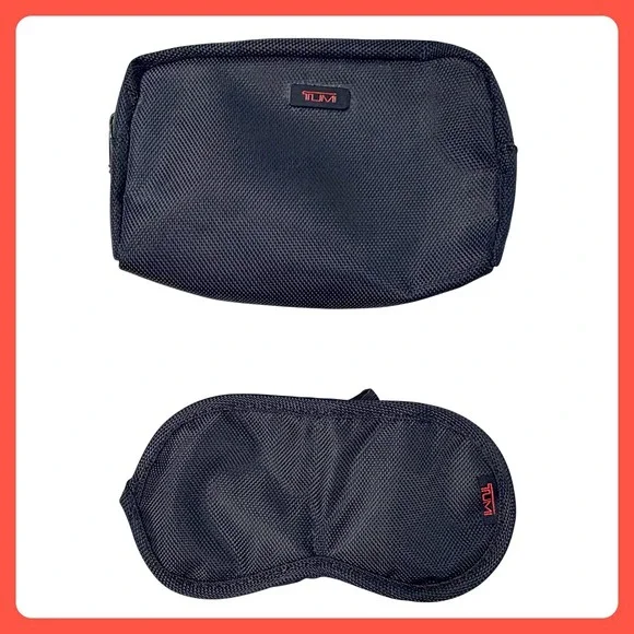 TUMI Delta Airlines Toiletry Pouch Eye Mask Set Black Ballistic Nylon Travel