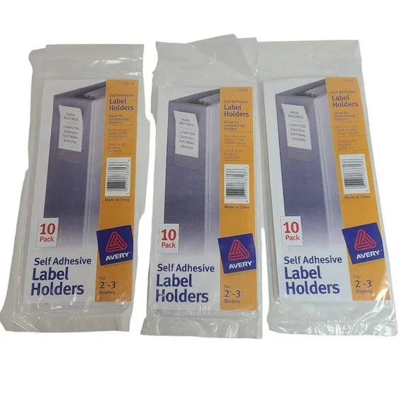 Avery Self Adhesive Label Holders 3 Sets of 10 Pack 30 Total for 2-3