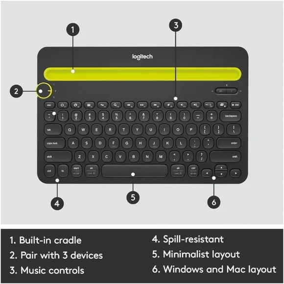 Bluetooth Multi-Device Logitech K480 Keyboard