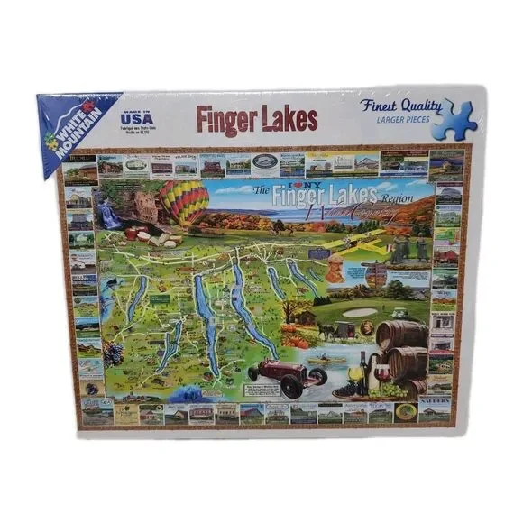 White Mountain 1000 Pc Puzzle I Love NY Finger Lakes Region Wine Country SEALED