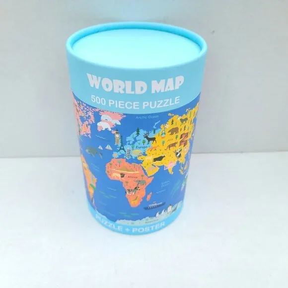 World Map 500 Piece Puzzle and Poster 19.7in X 13.8in Age 10+ Family Fun NEW