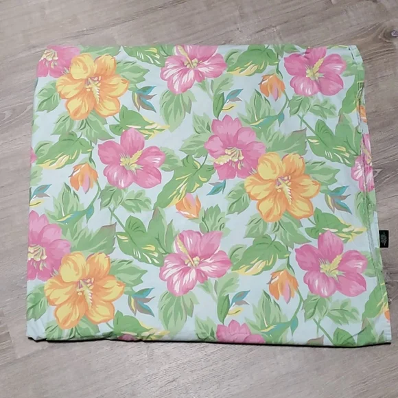 Vintage Lauren Ralph Lauren King Flat Sheet Floral Cotton USA EUC