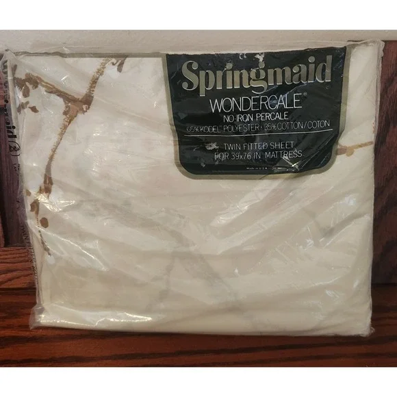 NEW Vintage Springmaid Wondercale Floral Twin‎ Fitted Sheet NOS USA Made