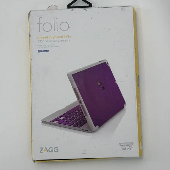 ZAGG Folio Hinged Bluetooth Keyboard Case for iPad Air Purple Gray IDSZF-PU0