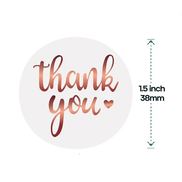 50 THANK YOU Stickers Rose Gold Foil Font 1.50