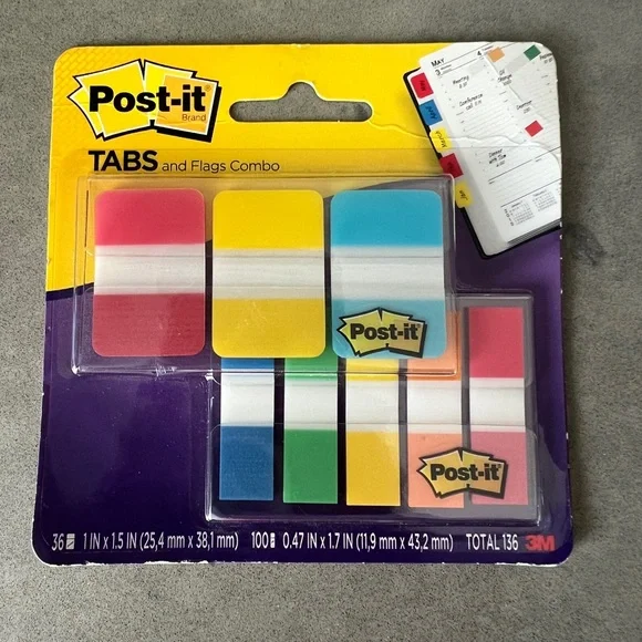 Post-it Adhesive Tabs/Flags, Combo, 136/Pk, Mi (MMM686COMBO1)