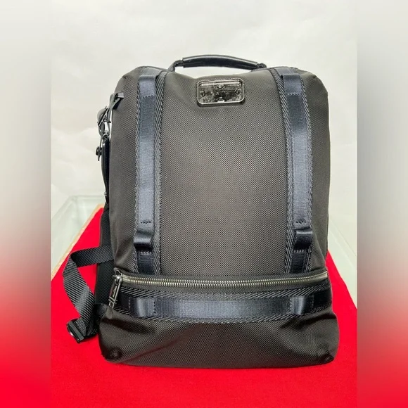 Tumi Alpha Bravo Falcon Tactical Backpack Black Nylon Slim Bookbag