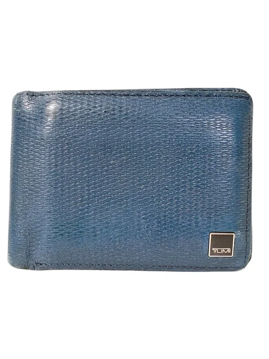 Tumi Blue Leather Mens Bifold Wallet Card Holder
