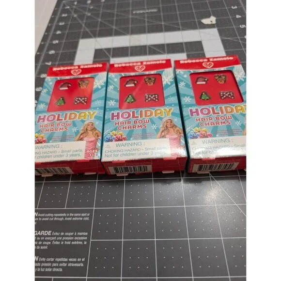 Rebecca Zamolo Christmas Holiday Hair Bow Charms Set 4 Bow Charms Lot 3 Sealed