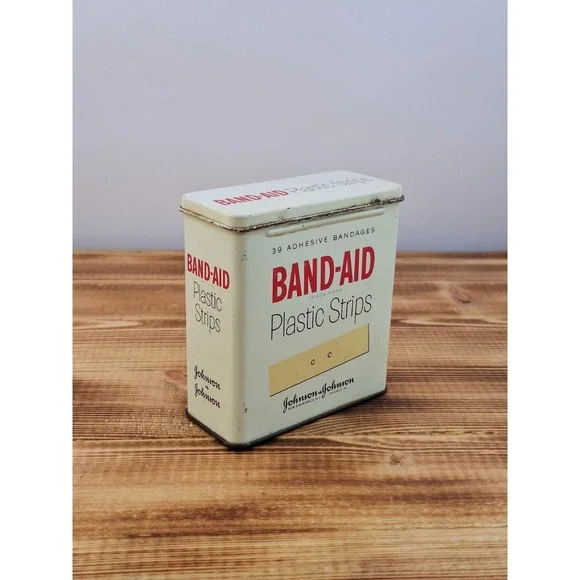 Vintage Johnson & Johnson‎ Plastic Strips Empty Band-Aid Tin Metal Box Container