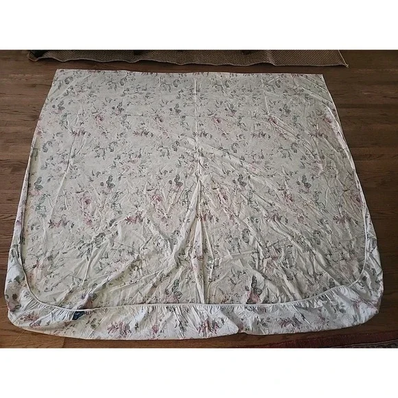 Vtg Ralph Lauren Francesca Tea Stain Floral 77x88in /California King Fitted READ