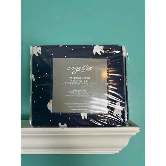 Cozelle Whimsical Polar Bear Print 4-Piece Sheet Set Full Size Microfiber NWT