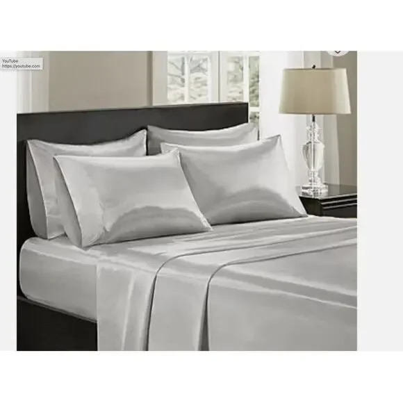 Madison Park Essentials Polyester Satin 4 Piece Sheet Set grey