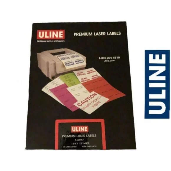 Uline Premium Laser‎ Labels White S5957 8000 labels unused