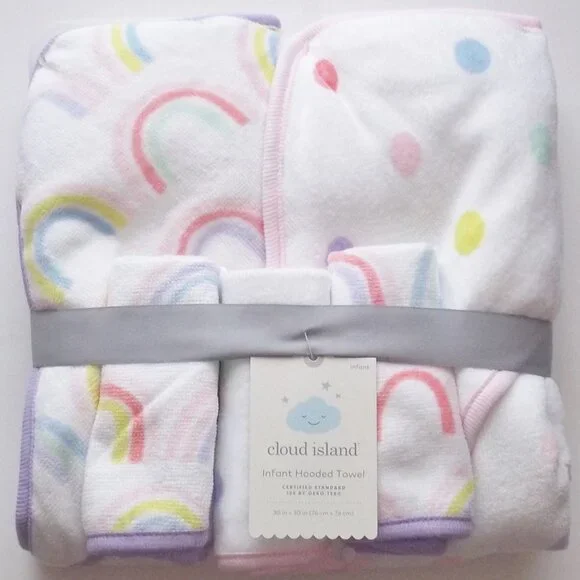 Cloud Island 5 Pc Infant Hooded Towel & Wash Set