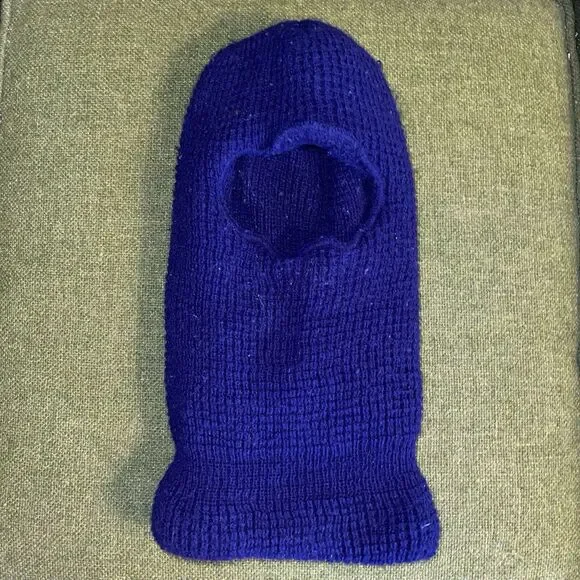 Vintage 70s 80s Extra Thick Ski Mask One Hole Balaclava Winter Knit Hat Ski Cap