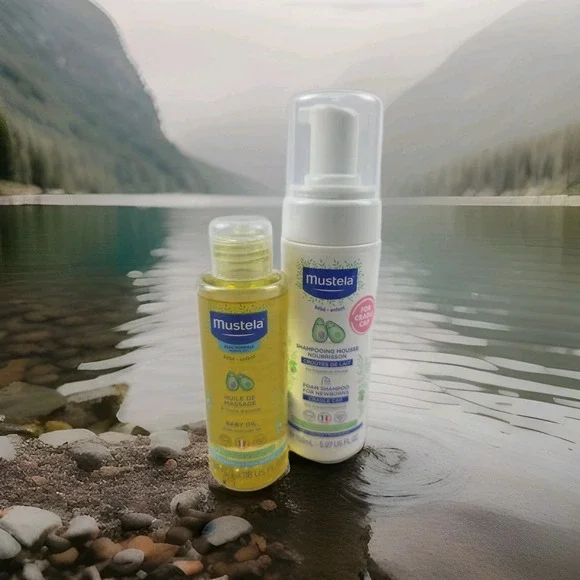 Mustela Shampooing Mousse Foam Shampoo Cradle Cap & Baby Oil avocado