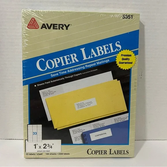 Avery 5351 Copier Address Clear Labels, 1