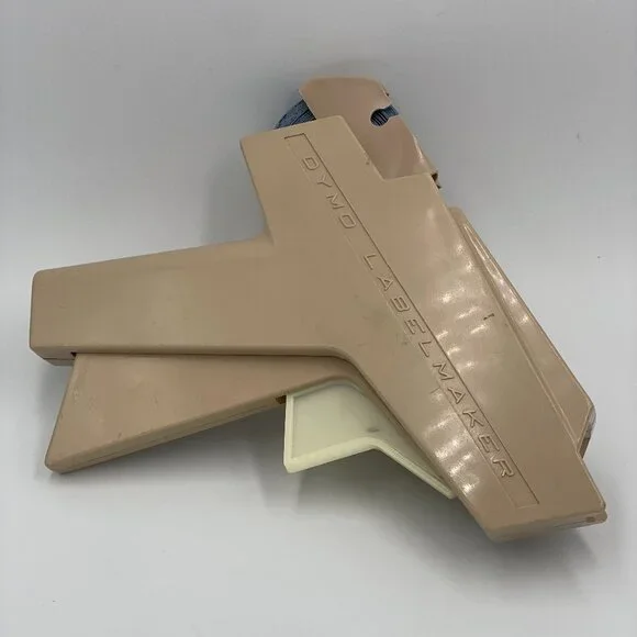 Vintage DYMO Label Maker Beige Tan With Partial Blue Roll Tape
