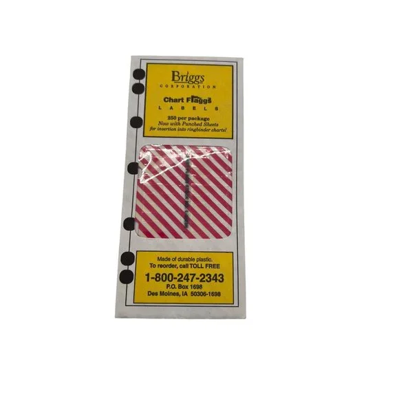 Briggs Corporation Chart Flags Labels 250-Pack With Punched Sheets Red NEW