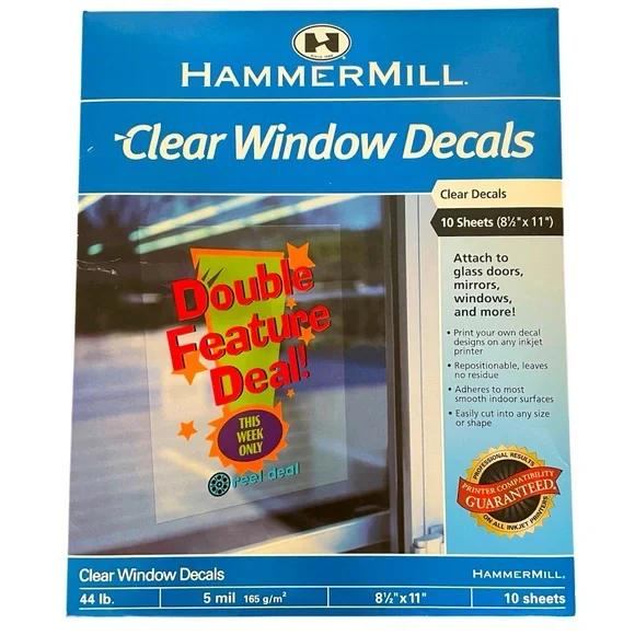 NEW Hammermill Clear Window Decals For Inkjet Printer 8.5
