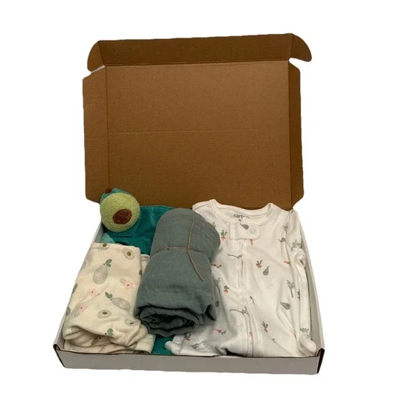 New Avocado Baby Girl Shower Newborn Box, Infant Present Clothes, Lovey, Blanket