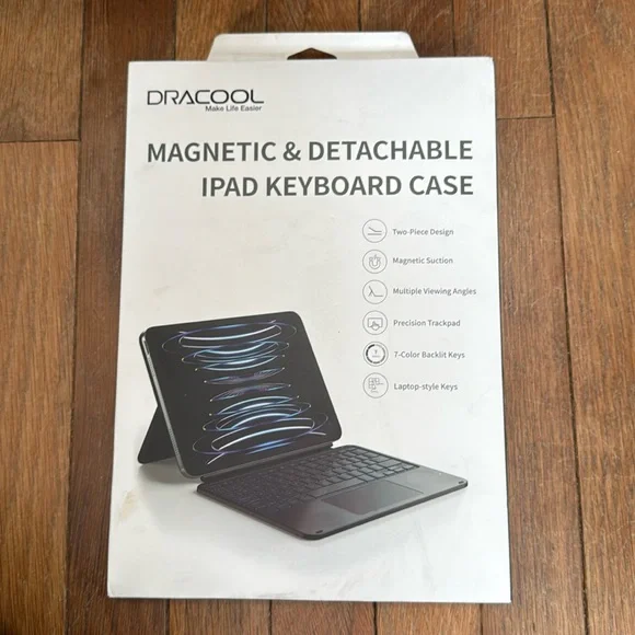 DRACOOL Magnetic & Detachable IPad Keyboard Case, sealed in box