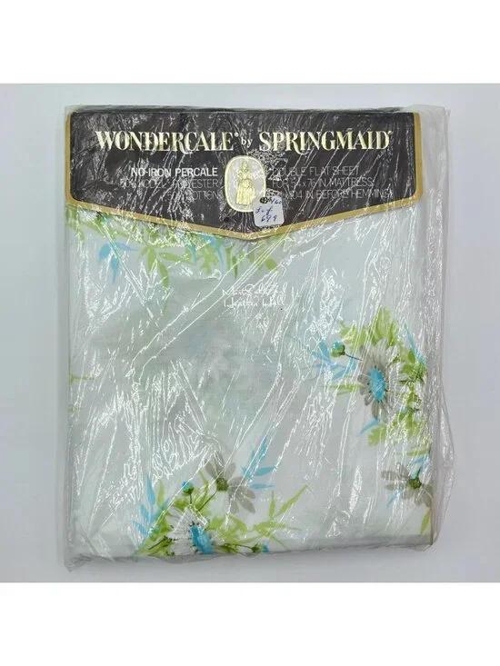 Vintage Springmaid Wondercale Double Flat Sheet Full Size Fresh Daisies Floral