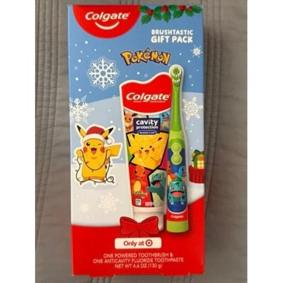 Colgate Pokemon Toothbrush‎ Set Kids OS Blue NEW Powered Gift Pack Pikachu