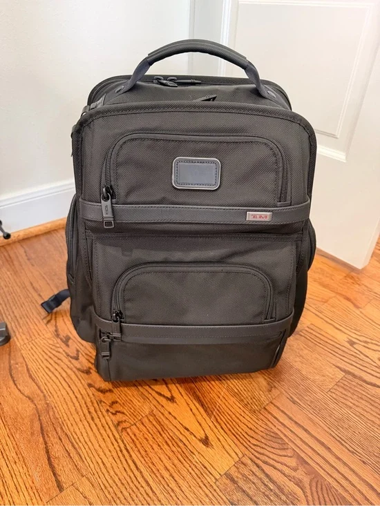 Tumi Black Structured Travel Backpack with Front Organizer Pockets