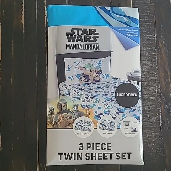 NEW Star Wars The Mandolorian 3 Piece Twin Sheet Set Baby Yoda