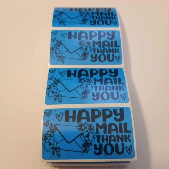 💙100 Happy Mail- Shipping Labels Thermal Packaging Stickers 2.25