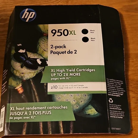 HP Genuine 950XL Black 2-Pack High Yield Ink + 951XL Magenta CR317BN