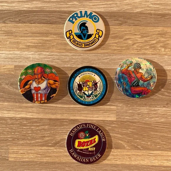 Primo beer Hawaiian 90s pogs milk caps vintage Nostalgia