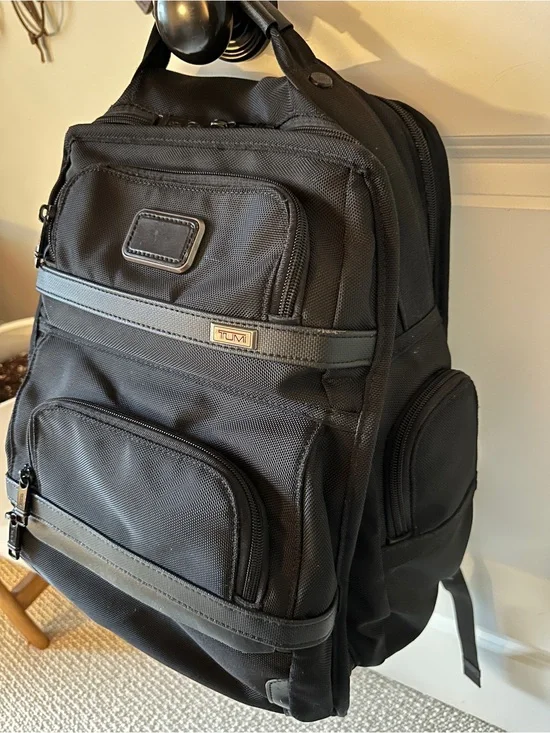 Tumi Black Nylon Backpack with Gray Trim