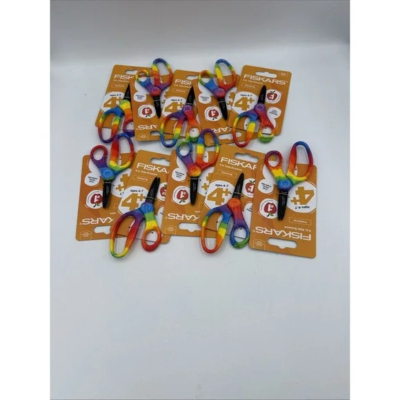 Fiskars 5 Inch Kids Scissors Rainbow Ages 4+ Pointed Tip Safety Edge Lot of 10