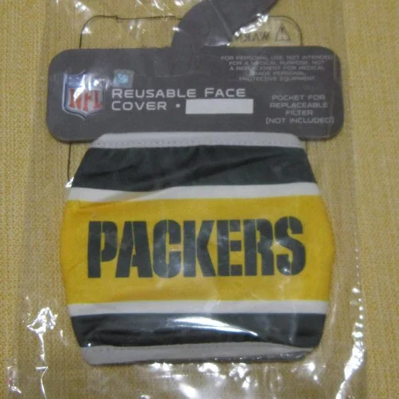 NEW, NFL Green Bay Packers team face mask, NIB football fan sports health cover