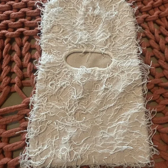 Shaggy Cream Knit Balaclava