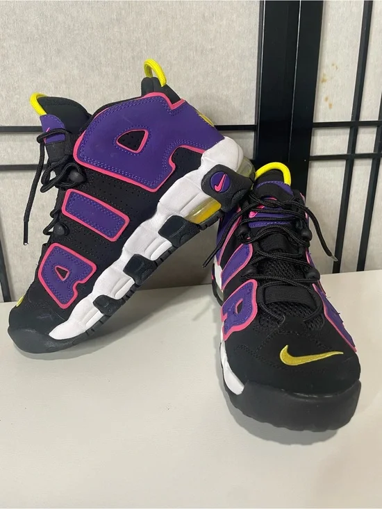 Nike Air More Uptempo GS Purple Yellow Black Youth 5Y Basketball Shoes