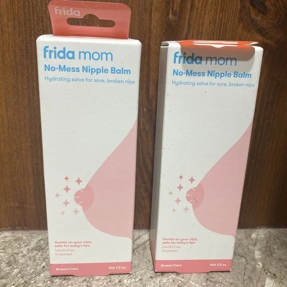 2 Frida Mom‎ No-Mess Nipple Balm Hydrating Salve for Sore, Broken Nips - New