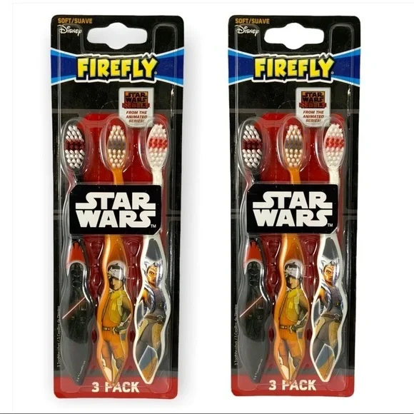 Star Wars Firefly Toothbrushes Disney Kids Two 3 Packs (6 Toothbrushes)