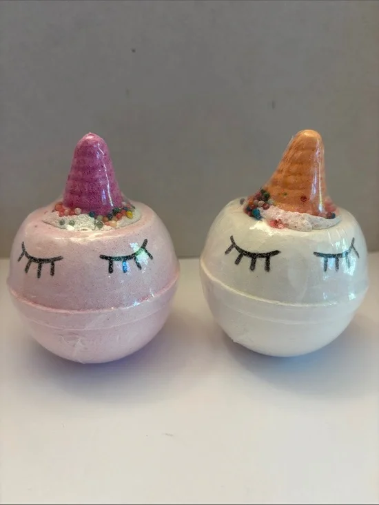 Unicorn Ice Cream Cone Bath Bomb Duo - Pink & White