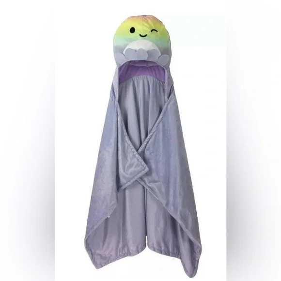 Original Squishmallows Hooded Throw Cozy Hooded Hand Pockets, Octopus Purple